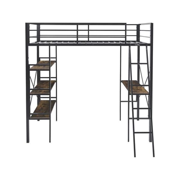 Lit mezzanine med metalbord "Raphaël" - 190 x 90 cm - Sort