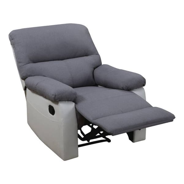 Recliner-fåtölj med liggläge - Vit/Grå, tyg+PU - 90x89x103 cm