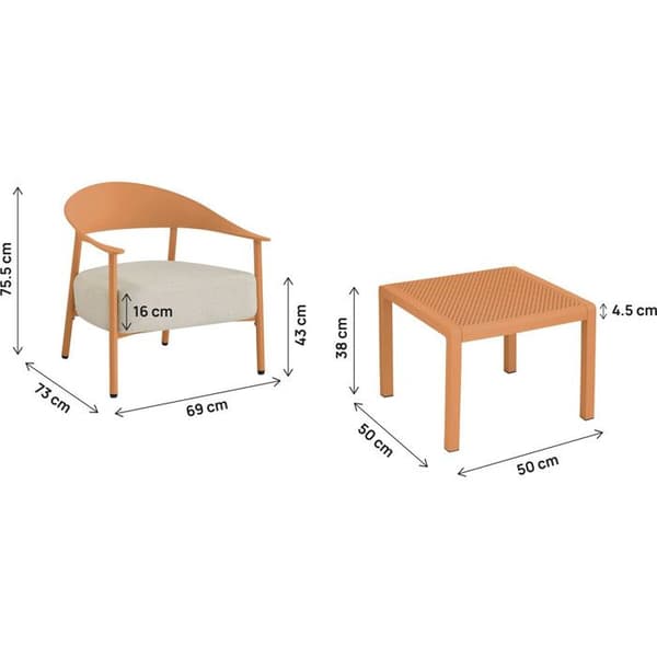 Havemøbler i metal og plastik "Céora" - 2 pladser - Orange