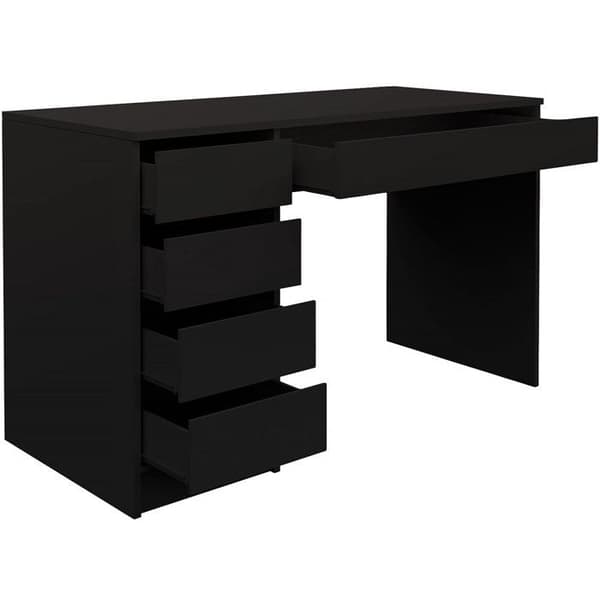 Træskrivebord med 5 skuffer "Malika" - 120 x 75 x 55 cm - Sort