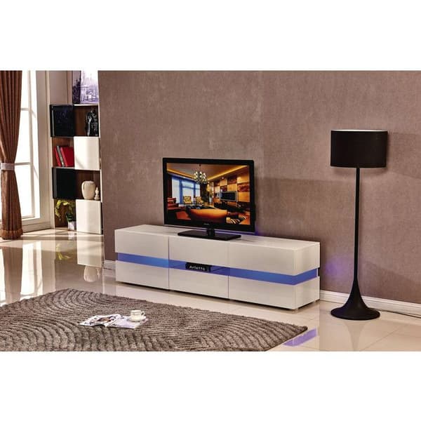 'Vida' LED TV-skåp - 177 x 39 x 45 cm - Lackad vit