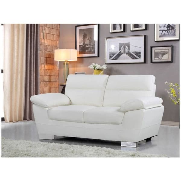 Fast soffa i återställt läder - 2 sittplatser - Vit - 169x88x90 cm