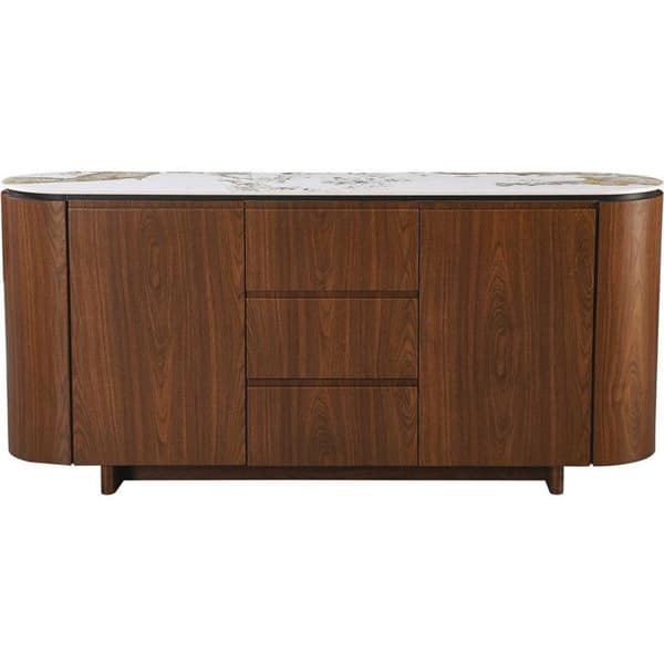 Træbuffet med keramisk plade "Stonea" - 180 x 40 x 85 cm - Brun