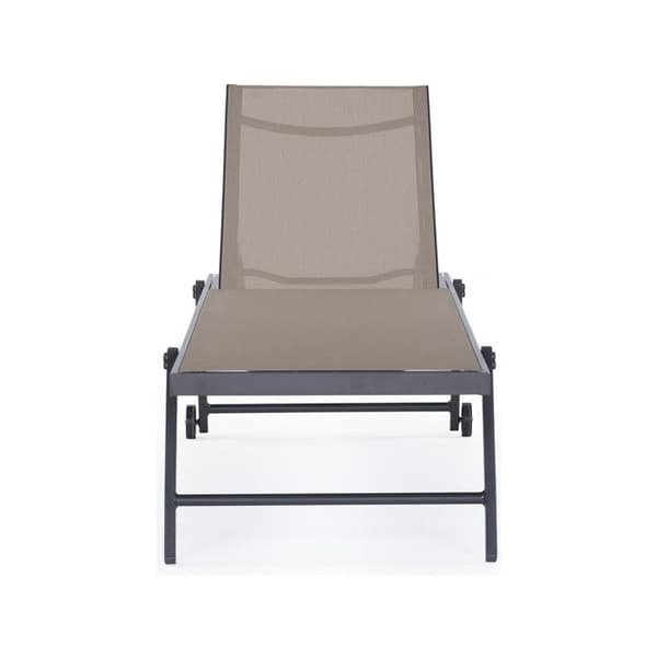 Set med 2 textilén solstolar i aluminium "Jolia" - Mörkgrå / Taupe