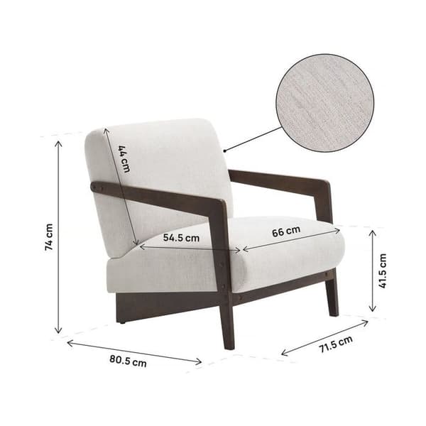 Skandinavisk inomhusfåtölj i trä och tyg "Lena" - Beige