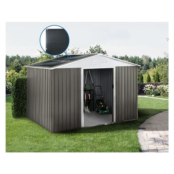 Metallskydd "Dallas" -8.84m² med solpaneler - Taupe