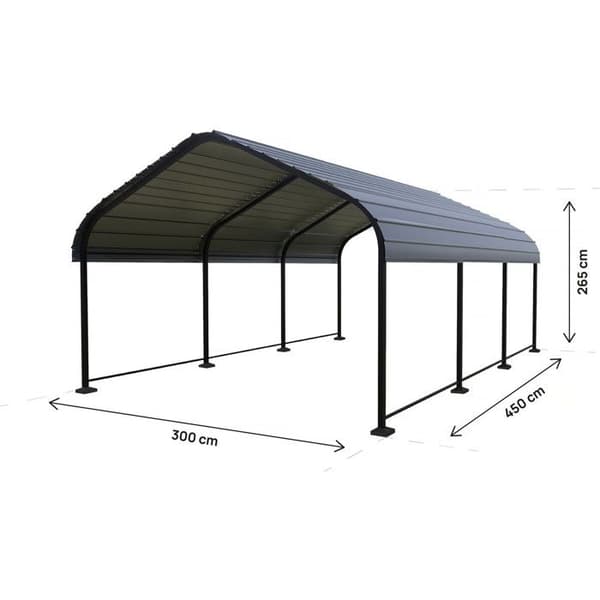 Carport bilskydd i metall "Phoenix" - 13,5 m² - Grå