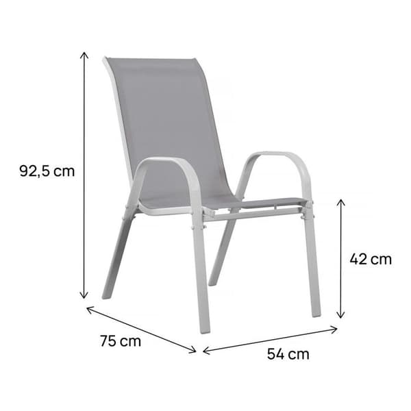 Stapelbara trädgårdsfåtöljer - Stål/Textilén - Beige - Set om 2 - 53,5x75x92 cm