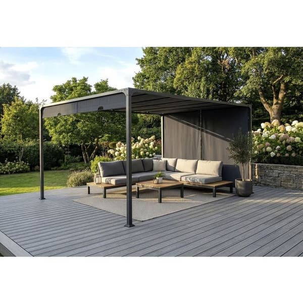 Pergola med skjutbart metalltak "Courtenay" - 3 x 4 m - Grå
