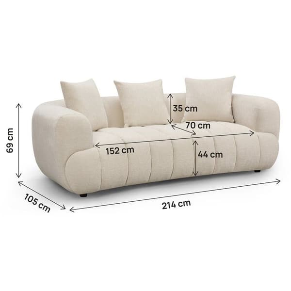 Rätt soffa "La Fayette" - 3 platser - Beige