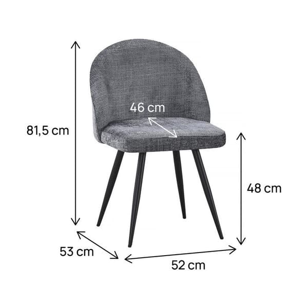 Set med 2 tygstolar "Samuel" - 53 x 51 x 82 cm - Grå