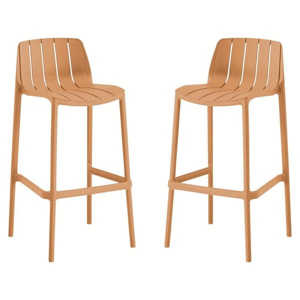 Set med 2 stapelbara trädgårdshöga stolar "Vaena" - Orange