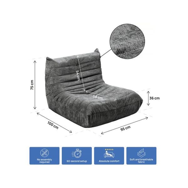 Chauffeuse til modulsofa Velasca i grå struktureret stof, sæt med 2, 95 x 100 x 75 cm