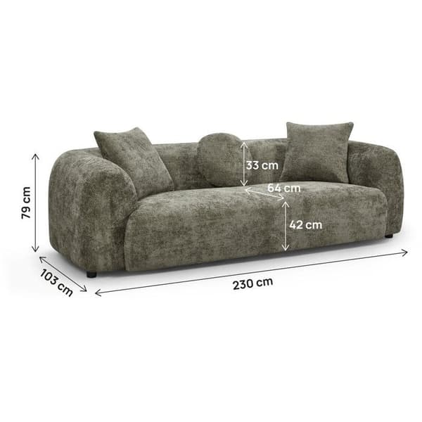 Rätt soffa "Faubourg" - 3 platser - Grön