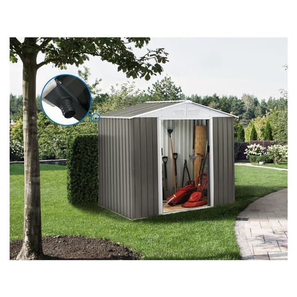 Metal skur "Dallas" - 2.71m² med tagrender - Taupe