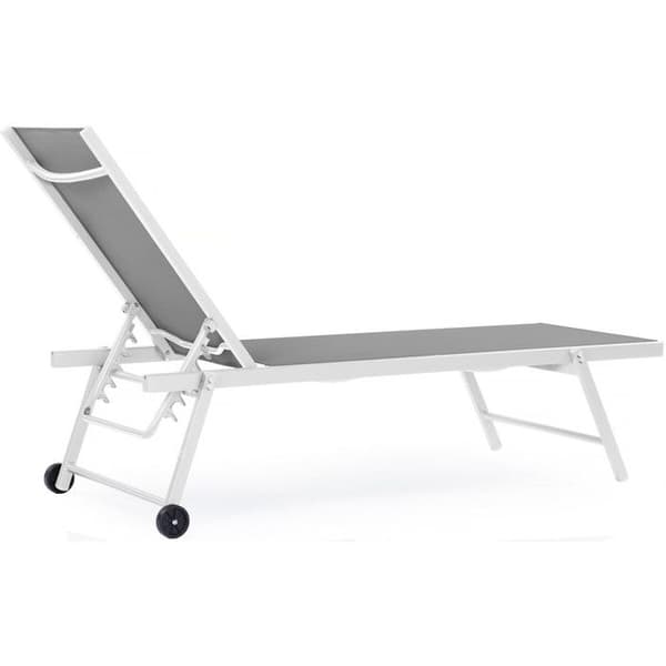 Set med 2 solstolar i textilén och aluminium "Jolia" - Grå / Vit