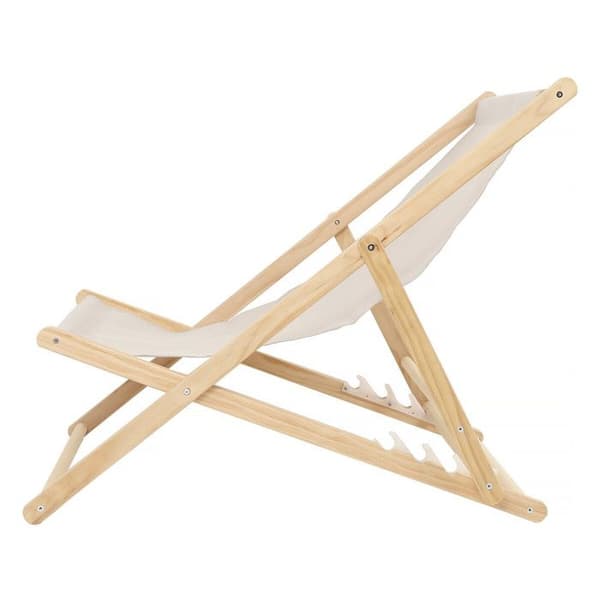2 kpl puu 'Chilienne' -aurinkotuoleja - 107 x 56.5 x 81 cm - Ecru