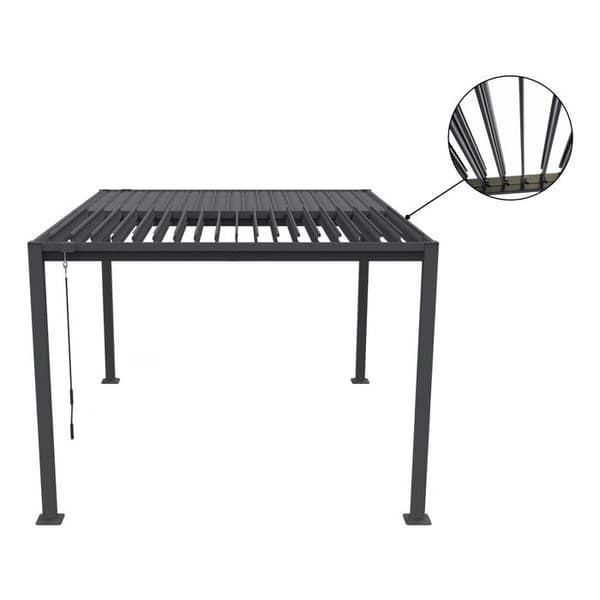 Bioklimatinen pergola galvanoidusta teräksestä "Howard" - 3 x 4 m - Harmaa