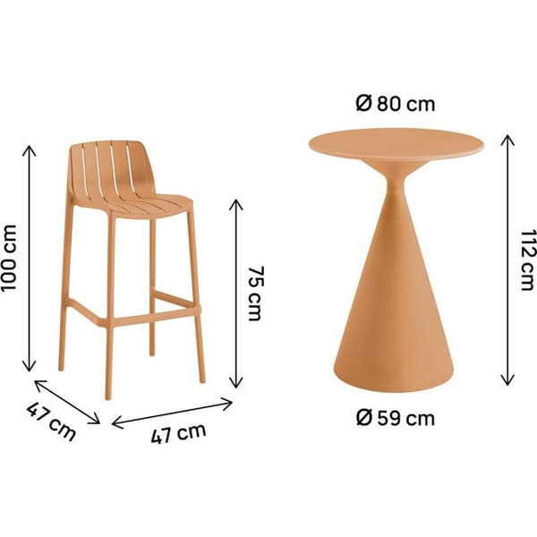 Staplingsbara bistrobord och stolar "Vaena" - 2 platser - Orange