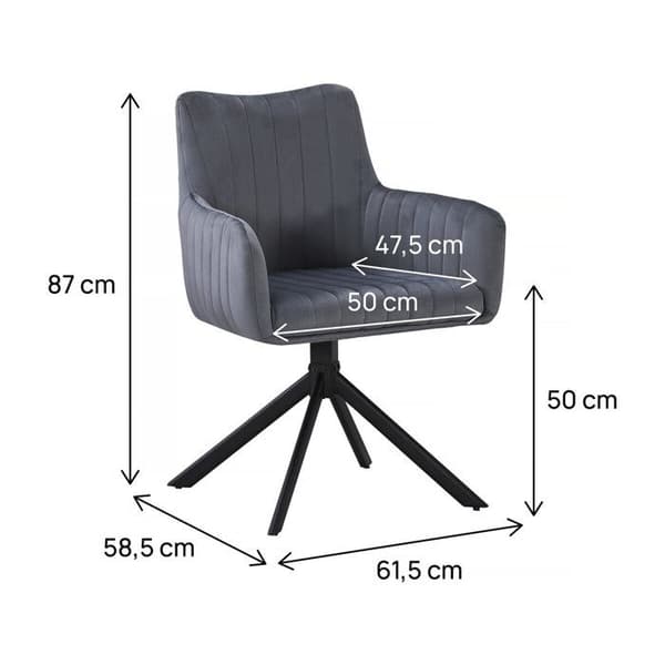 Set med 2 stolar i tyg "Pharell" - 60 x 61 x 91 cm - Grå