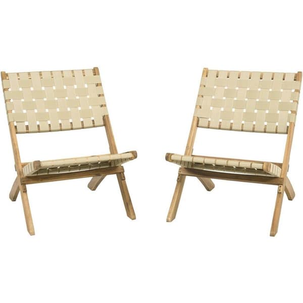 Set med 2 trädgårdsstolar i trä "Hanoi" - Beige