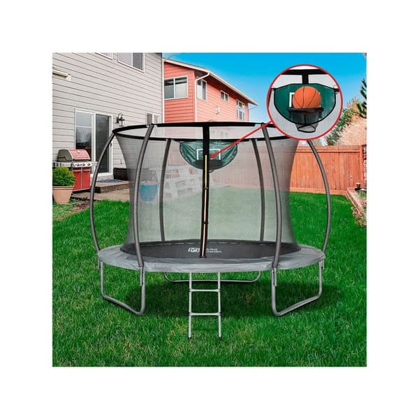 Trampolin prestige "hoppr" 3,65 m och basketkorg
