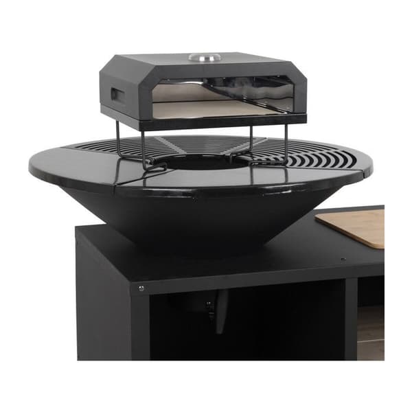 Grill plancha brasero med pizzaovn "Maréchal" - Ø 81 cm - Sort