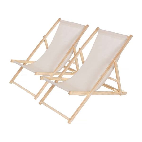 Set med 2 träfåtöljer "Chilienne" - 107 x 56.5 x 81 cm - Ecru