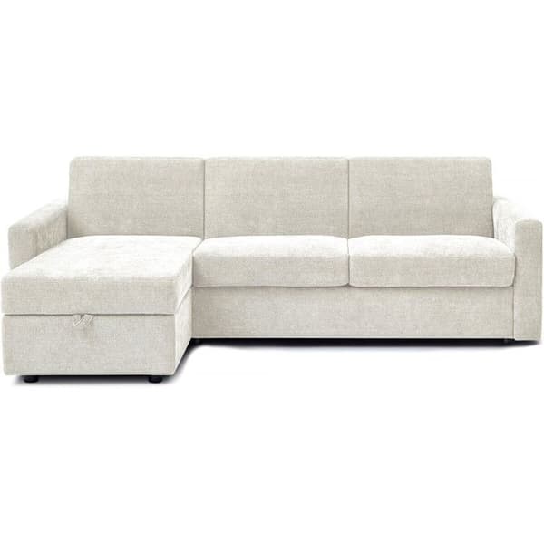 Vändbar uttryckbar hörnsoffa i tyg "Celia" - 3 platser - Beige