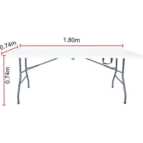 Foldbar metalhavebord "Foldy" - 181 x 74 x 74 cm - Hvid