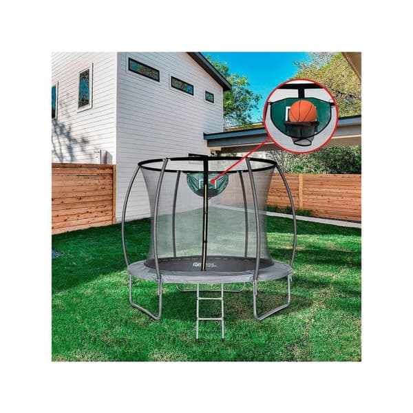 Trampolin prestige "hoppr" 2,44 m och basketkorg