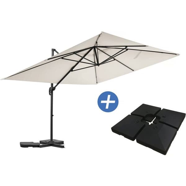 Sidoförankrat parasoll i aluminium - Ecru - 3x4 m