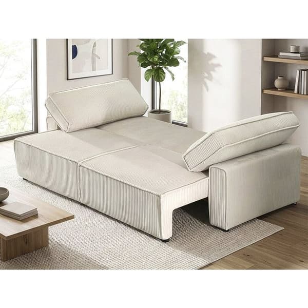 Soffa i ribbstickad sammet "Montaigne" - 3 platser - Beige