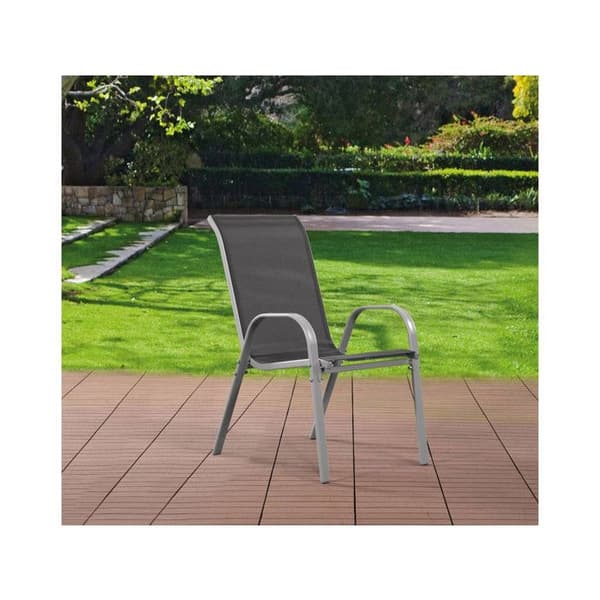 Stapelbara trädgårdsfåtöljer - Stål/Textilene - Grå - Set om 4 - 53,5x75x92 cm