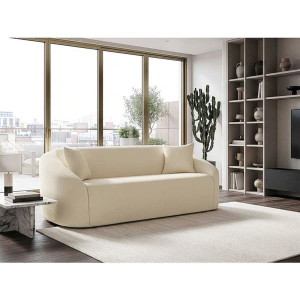 Fast rak soffa i tyg "Ondine" - 3 platser - Beige