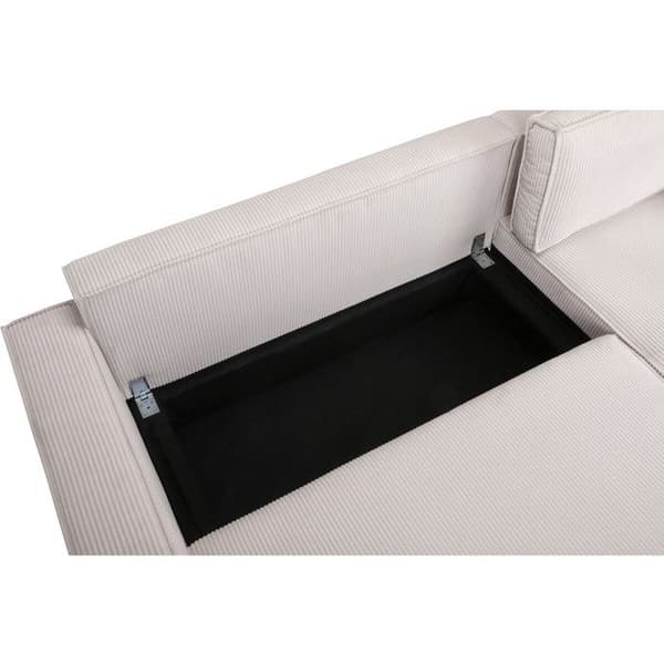 Vinkelsofa i fløjl "Montaigne S" - 3 pladser - Beige
