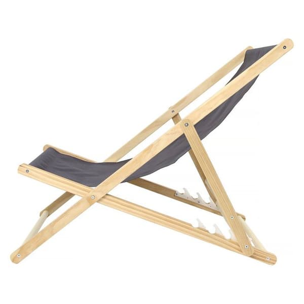 Set med 2 "chilenska" solstolar i trä - 107 x 56,5 x 81 cm - Grå