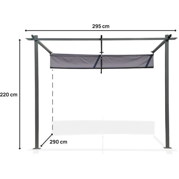 Fristående pergola med utfällbart tak - 3 x 3 m - Grafitgrå