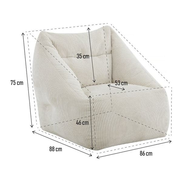 Samettinen pouf "Medellin" - Beige - 85 x 85 x 72 cm