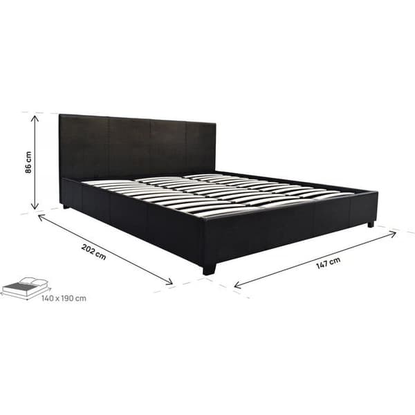 Dobbeltseng med opbevaring "Carla" - 140 x 190 cm - Sort
