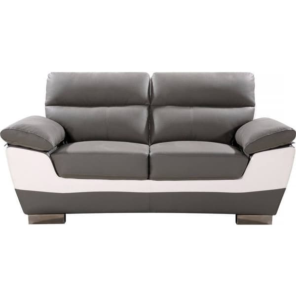 Fast soffa i återvunnet läder - 2-sits Grå/Vit - 169x88x90 cm