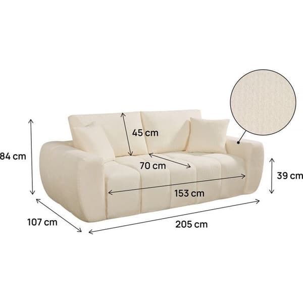 Rät soffa i tyg stil bubble "Léonie" - 3 platser - Beige
