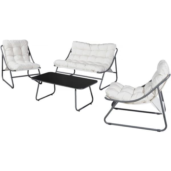Trädgårdsmöbler i metall med kuddar "Aria" - 4 platser - Beige
