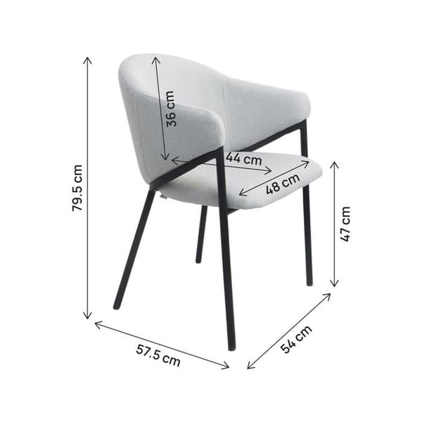 Set med 2 matstolar i tyg och metall "Auralis" - Ljusgrå