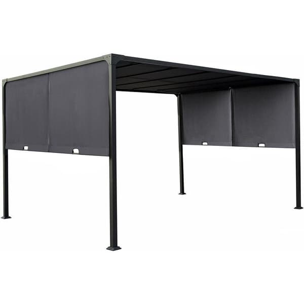 Pergola med skjutbart metalltak "Courtenay" - 3 x 4 m - Grå