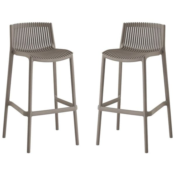 Set med 2 stapelbara plastbarstolar "Néora" - Taupe