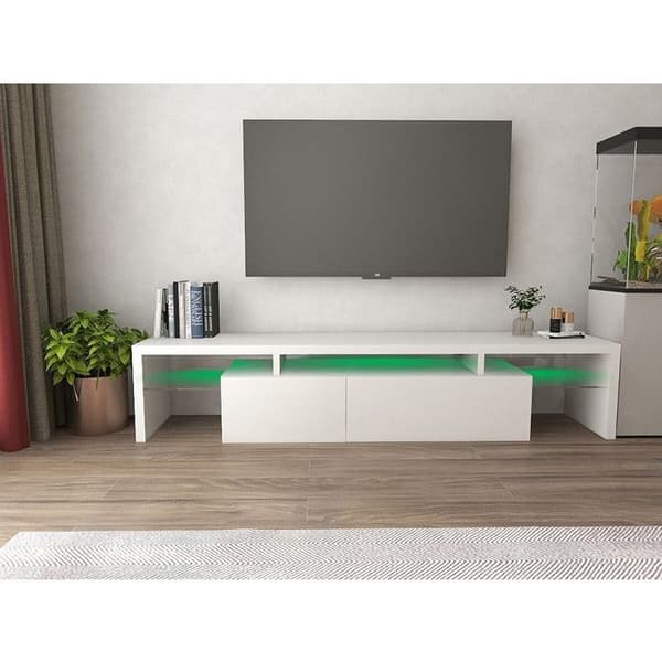 TV-möbel LED lackerad "Tina" - 187.5 x 34 x 38 cm - Vit