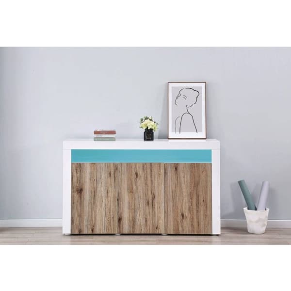 Buffé LED "Bogota" - 155 x 40 x 92 cm - Ek / Vit lack