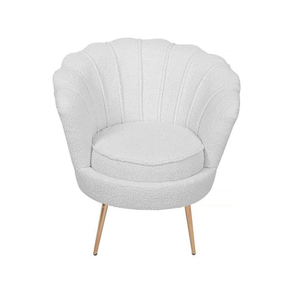 Fåtölj bouclette "Floria" - 75 x 68 x 77,5 cm - Vit