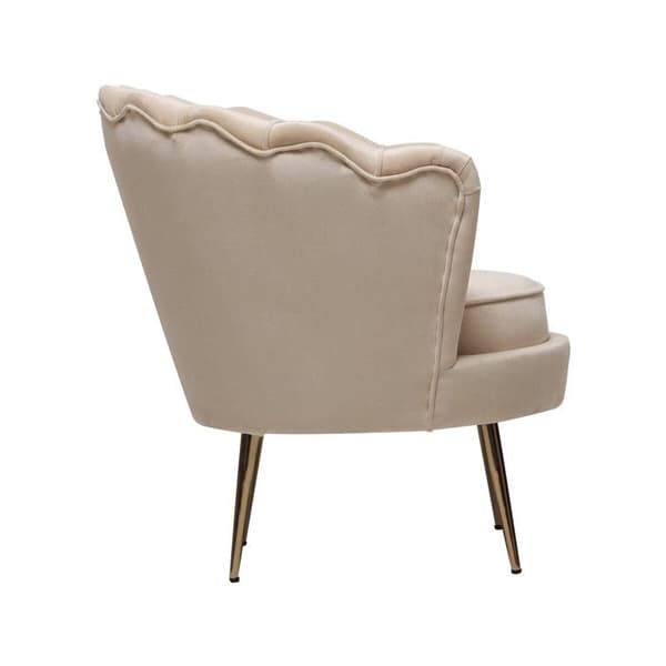 Sammetfåtölj "Floria" - 70 x 73 x 76 cm - Beige